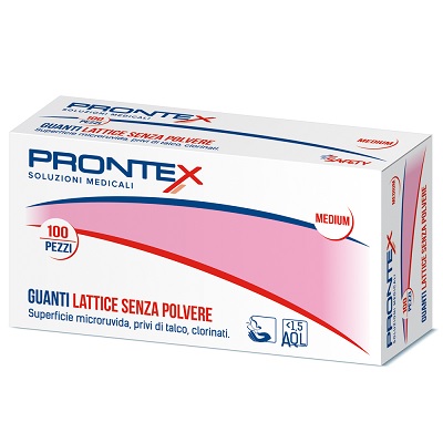 PRONTEX GUANTO IN LATTICE SENZA POLVERE MEDIO 100 PEZZI - farmaidea24.com
