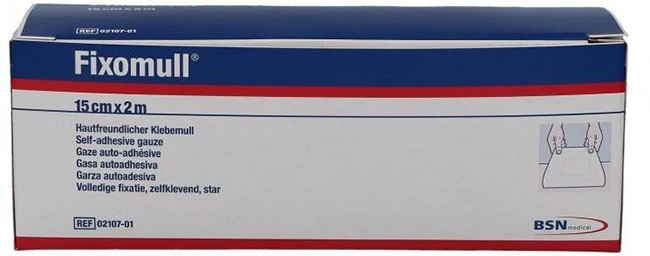FASCIA AUTOADESIVA IPOALLERGENICA FISSAGGIO SU AMPIA SUPERFICIE FIXOMULL. SUPPORTO IN GARZA DI VISCOSA COLORE BIANCO MASSA IN POLICARBONATO SENZA RESINE E GOMME NATURALI. 15X1000CM - farmaidea24.com