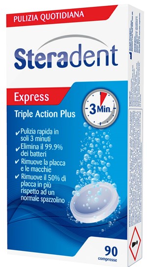 STERADENT TRIPLE ACTION PLUS 90 COMPRESSE PULENTI - farmaidea24.com