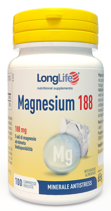 LONGLIFE MAGNESIUM 188 100 COMPRESSE RIVESTITE DA 6,5 G - farmaidea24.com