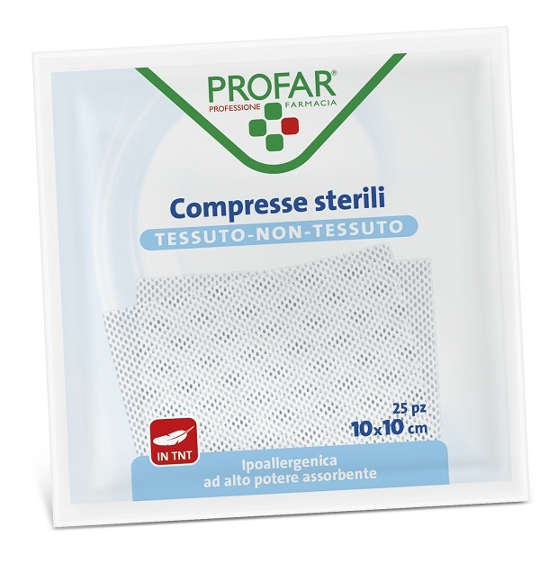 GARZA COMPRESSA TESSUTO NON TESSUTO 10X10 CM 25 PEZZI PROFAR - farmaidea24.com