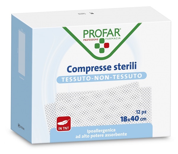 GARZA COMPRESSA TESSUTO NON TESSUTO 18X40 CM 12 PEZZI PROFAR - farmaidea24.com