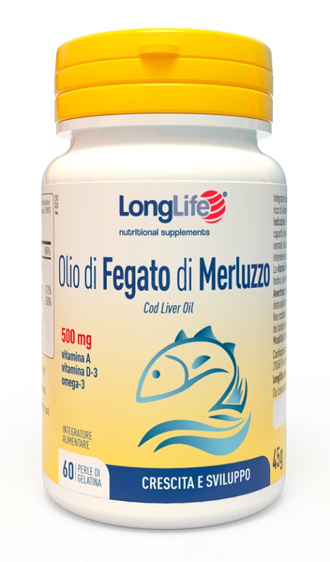 LONGLIFE OLIO FEGATO MERLUZZO 500 MG 60 PERLE IN GELATINA - farmaidea24.com