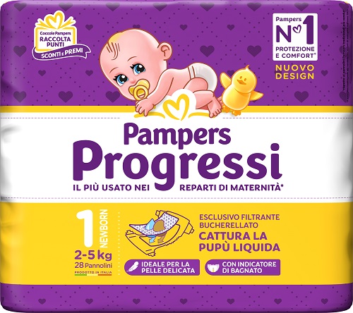 PAMPERS PROGRESSI NEWBORN PANNOLINO 1 2-5KG 28 PEZZI - farmaidea24.com