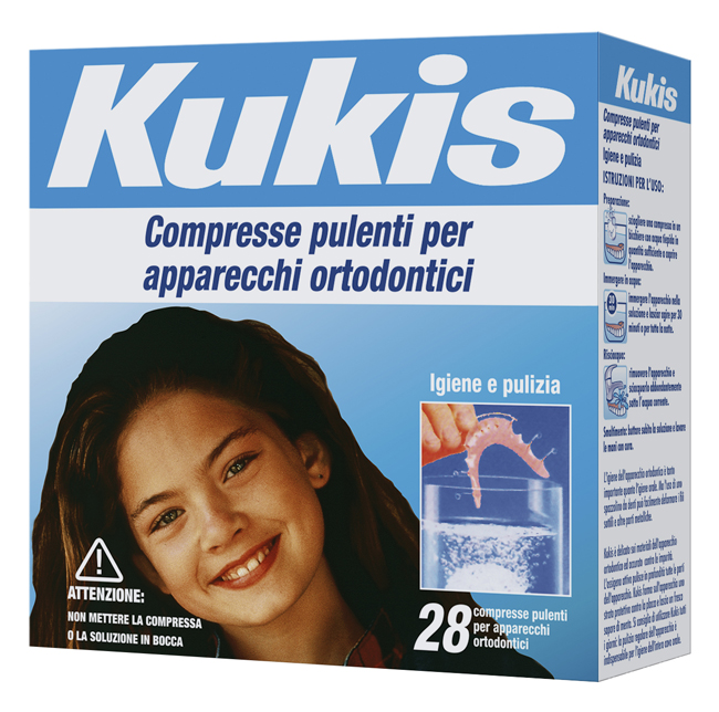 KUKIS CLEANSER 28 COMPRESSE PER PULIZIA APPARECCHI ORTODONTICI - farmaidea24.com