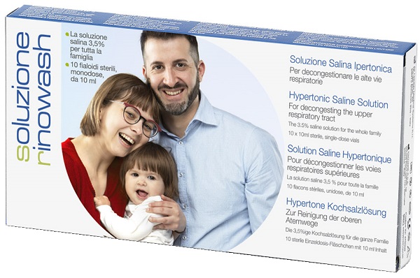 RINOWASH SOLUZIONE SALINA IPERTONICA PER PULIZIA NASO 10 FIALE RICHIUDIBILI X 10 ML - farmaidea24.com