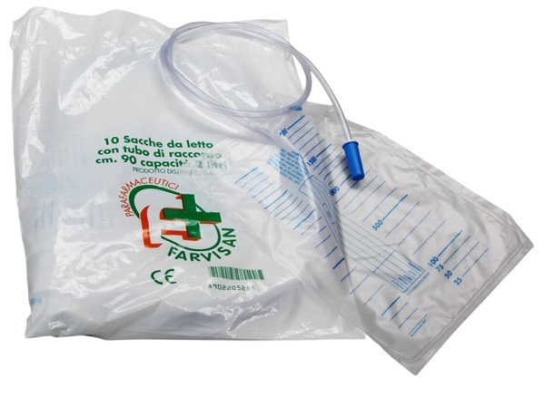 SACCA PER URINA LETTO MONOUSO NON STERILE 2000 ML TUBO 90 CMVALVOLA ANTIREFLUSSO SENZA RUBINETTO DI SCARICO - farmaidea24.com