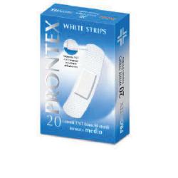 CEROTTO PRONTEX WHITE STRIPS IN TESSUTO NON TESSUTO BIANCO STERILE SCATOLA 20 CEROTTI MEDI - farmaidea24.com