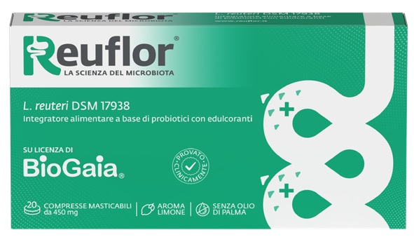 REUFLOR 20 COMPRESSE MASTICABILI AROMA LIMONE - farmaidea24.com