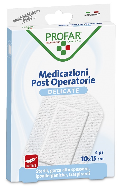 MEDICAZIONE POST OPERATORIA STERILE GARZA ANTIADERENTE 10X15 CM 4 PEZZI PROFAR - farmaidea24.com