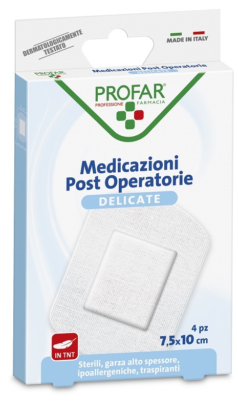 MEDICAZIONE POST OPERATORIA STERILE GARZA ANTIADERENTE 7,5X10 CM 4 PEZZI PROFAR - farmaidea24.com