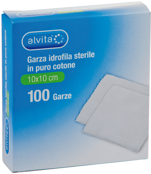 GARZA IDROFILA IN PURO COTONE ALVITA 10X10CM 100 PEZZI - farmaidea24.com