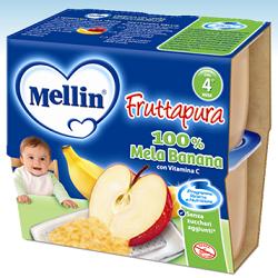 MELLIN FRUTTA PURA MELA BANANA 100 G 4 PEZZI - farmaidea24.com