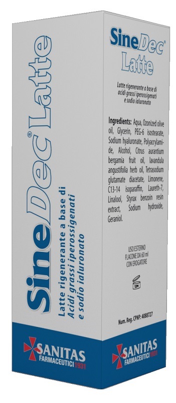 EMULSIONE PROFUMATA CONTENENTE OLIO OSSIGENATO PER PREVENZIONE E MEDICAZIONE DELLE ULCERE DA DECUBITO DI GRADO I SU PELLE INTEGRA SINEDEC LATTE 60ML - farmaidea24.com