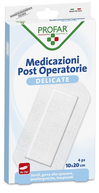 MEDICAZIONE POST OPERATORIA STERILE GARZA ANTIADERENTE 10X20 CM 4 PEZZI PROFAR - farmaidea24.com