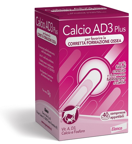 CALCIO AD3 PLUS 40 COMPRESSE APPETIBILI - farmaidea24.com