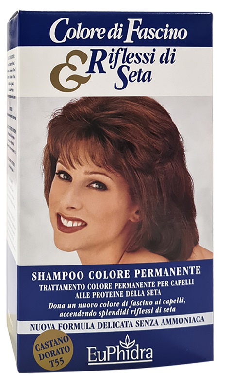 EUPHIDRA COLORE DI FASCINO & RIFLESSI DI SETA SHAMPOO COLORE PERMANENTE 55 CASTANO DORATO 120 ML - farmaidea24.com