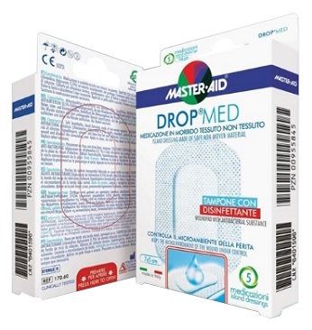 MEDICAZIONE COMPRESSA AUTOADESIVA DERMOATTIVA IPOALLERGENICA AERATA MASTER-AID DROP MED 10,5X15 5 PEZZI - farmaidea24.com