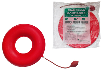 CIAMBELLA GONFIABILE PER INVALIDI IN GOMMA ROSSA TEAM DELUXE CON POMPA 43CM DIAMETRO - farmaidea24.com
