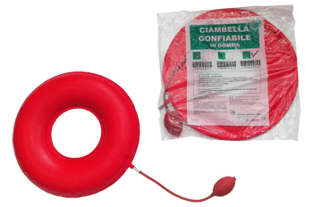CIAMBELLA GONFIABILE PER INVALIDI IN GOMMA ROSSA TEAM DELUXE CON POMPA 45CM DIAMETRO - farmaidea24.com