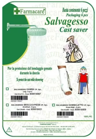 SALVAGESSO PER GAMBALETTO UTILE PER LA PROTEZIONE DEL GESSO DURANTE LA DOCCIA 6 PEZZI - farmaidea24.com