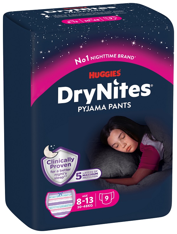 PANNOLINO HUGGIES DRYNITES 8/13 ANNI GIRL L 30/48KG 9 PEZZI - farmaidea24.com
