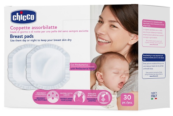 CHICCO COPPETTA ASSORBILATTE ANTIBATTERICA 30 PEZZI - farmaidea24.com
