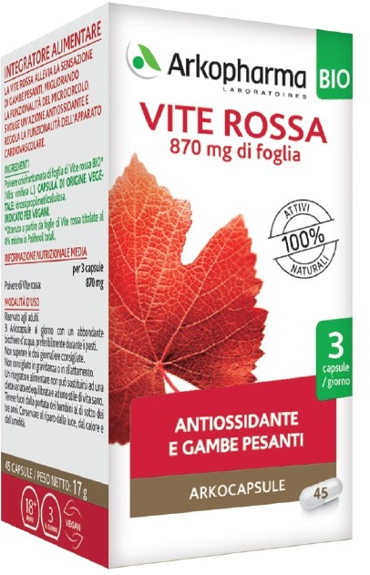 ARKO CAPSULE VITE ROSSA BIO 45 CAPSULE - farmaidea24.com