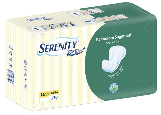 PANNOLONE PER INCONTINENZA SAGOMATO SERENITY SOFTDRY+ ALOE EXTRA 30 PEZZI - farmaidea24.com