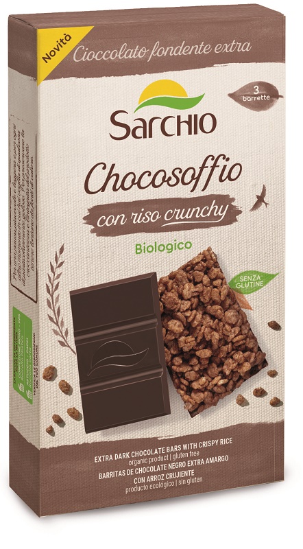 CHOCOSOFFIO BARRETTA CIOCCOLATO FONDENTE EXTRA E RISO CROCCANTE 3 PEZZI DA 25 G - farmaidea24.com