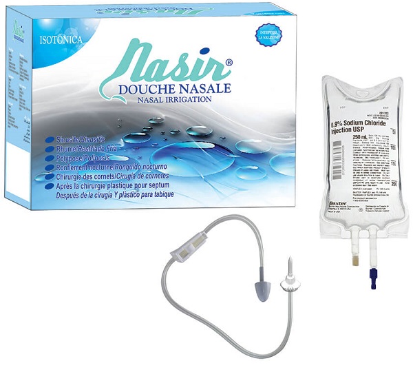 NASIR DOCCIA NASALE CON SOLUZIONE FISIOLOGICA ISOTONICA 6 SACCHE 500 ML + 1 BLISTER - farmaidea24.com