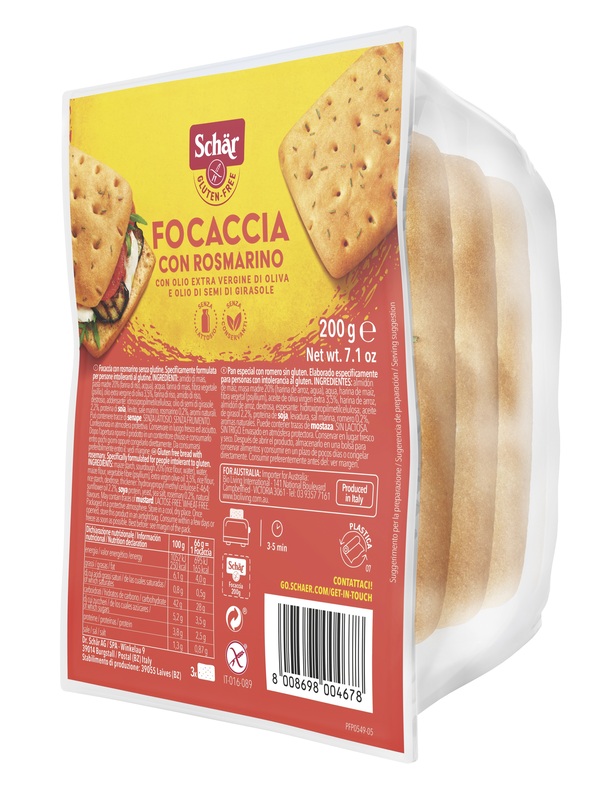 SCHAR FOCACCIA CON ROSMARINO SENZA LATTOSIO 200 G - farmaidea24.com