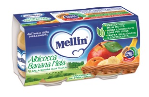 MELLIN OMOGENEIZZATO ALBICOCCA BANANA MELA 100 G 2 PEZZI - farmaidea24.com