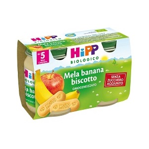 HIPP BIO OMOGENEIZZATO MELA BANANA BISCOTTO 2X125 G - farmaidea24.com