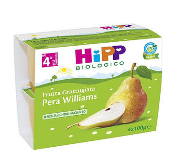 HIPP BIO HIPP BIO FRUTTA GRATTUGGIATA PERA WILLIAMS 4X100 G - farmaidea24.com