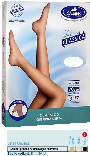 SAUBER COLLANT OPEN TOE MAGLIA MICRORETE 70 DEN COLORE NEUTRO BEIGE 4 LINEA CLASSICA - farmaidea24.com