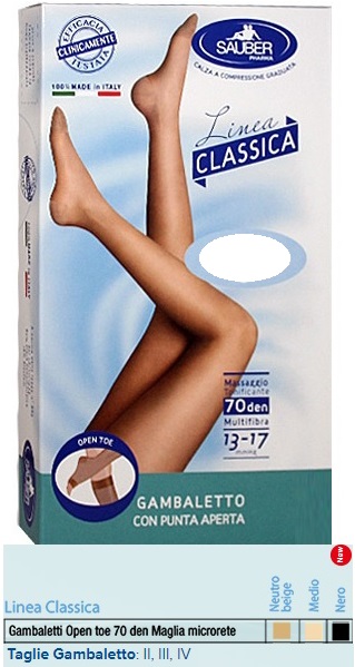 SAUBER GAMBALETTO OPEN TOE MAGLIA MICRORETE 70 DEN COLORE NEUTRO BEIGE TAGLIA 2 LINEA CLASSICA - farmaidea24.com