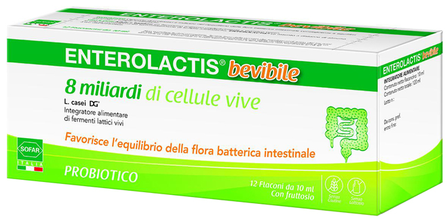 ENTEROLACTIS BEVIBILE 12 FLACONCINI DA 10 ML SOFAR - farmaidea24.com