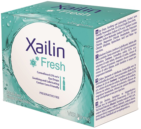 XAILIN FRESH GOCCE OCULARI CARBOSSIMETILCELLULOSA 0,5% 30 FLACONCINI MONODOSE 0,4 ML - farmaidea24.com
