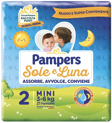 PANNOLINO PER BAMBINO PAMPERS SOLE & LUNA FLASH MINI 21 PEZZI - farmaidea24.com