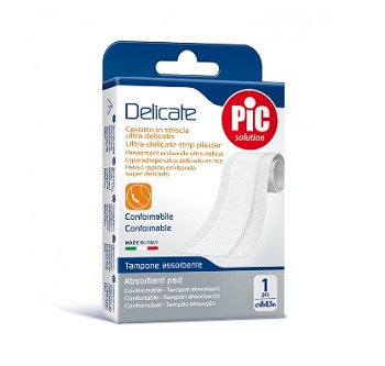CEROTTO PIC DELICATE STRISCIA BIANCA CON TAMPONE ANTIBATTERICO CM 8X0,5 M - farmaidea24.com