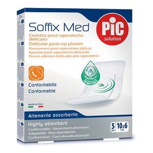 CEROTTO PIC SOFFIX MED IN TNT CON TAMPONE CENTRALE ASSORBENTE STERILE MONOUSO 10X6 CM ANTIBATTERICO 5 PEZZI - farmaidea24.com