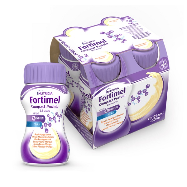 NUTRICIA FORTIMEL COMPACT PROTEIN GUSTO PESCA E MANGO 4 BOTTIGLIE DA 125 ML - farmaidea24.com