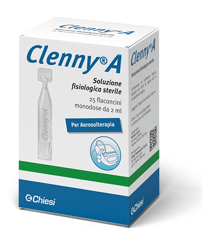 CLENNY A SOLUZIONE FISIOLOGICA STERILE PER AEROSOLTERAPIA 25 FLACONCINI MONODOSE DA 2 ML - farmaidea24.com