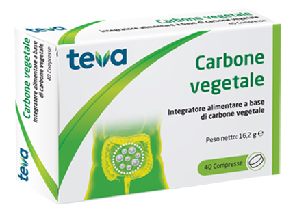 CARBONE VEGETALE TEVA 40 COMPRESSE 16,2 G - farmaidea24.com