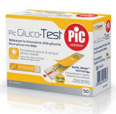 STRISCE MISURAZIONE GLICEMIA PIC GLUCOTEST 50 PEZZI - farmaidea24.com
