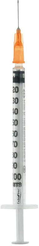 SIRINGA PER INSULINA EXTRAFINE 1ML 100 UI AGO REMOVIBILE 25 GAUGE 0,5X16 MM 1 PEZZO - farmaidea24.com