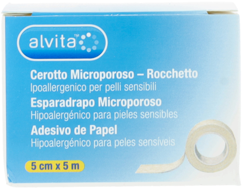 CEROTTO MICROPOROSO IN ROCCHETTO ALVITA IPOALLERGENICO PER PELLI SENSIBILI 5X500CM - farmaidea24.com