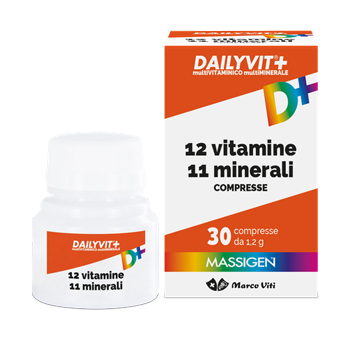 MASSIGEN DAILYVIT 12 VITAMINE 11 MINERALI 30 COMPRESSE RIVESTITE - farmaidea24.com