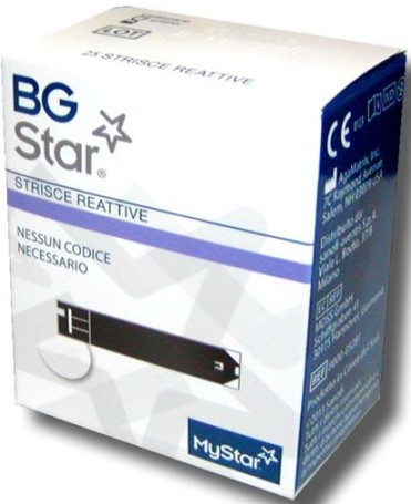 STRISCE REATTIVE MISURAZIONE GLICEMIA BGSTAR MYSTAR 25 PEZZI - farmaidea24.com